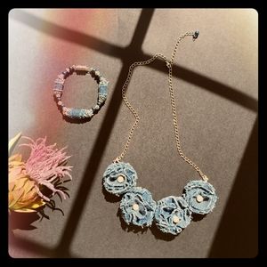 Jeans handmade necklace bracelet